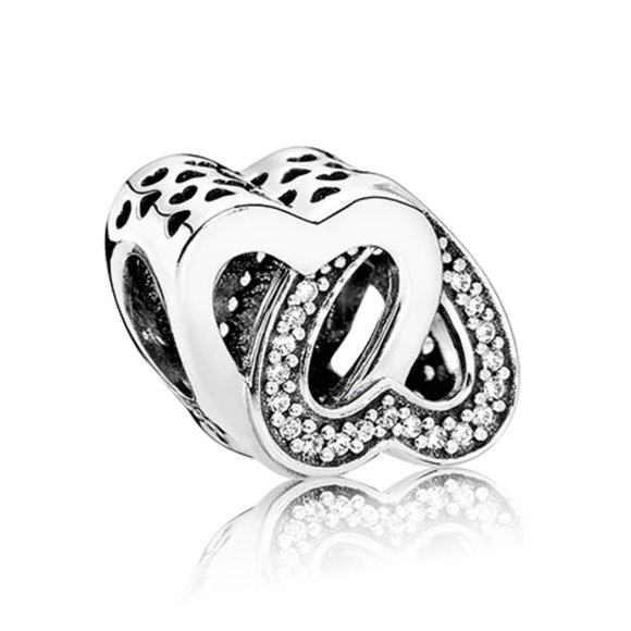 Pandora Jewelry - PANDORA Entwined Love CZ Bracelet Necklace Charm 791880CZ Hearts Sterling Silver